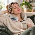 Velora Cocoon electric kneading neck pillow used while relaxing at home